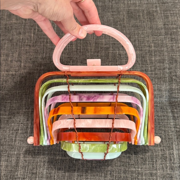 Vintage Inspired Retro Multi-Color Lucite Box Handbag - Picture 2 of 11